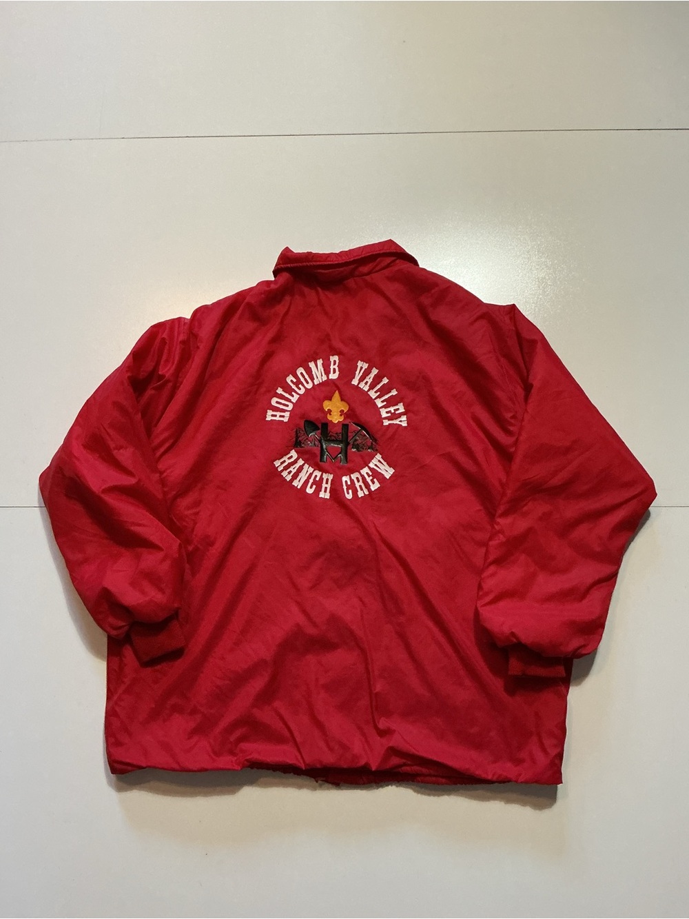 Vintage 80s Holcomb Valley Ranch Crew BSA Boy Scouts Sherpa Lined Jacket